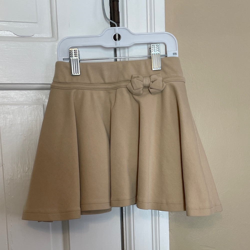 Two Gymboree Tan Uniform Skirts with Bow Accent